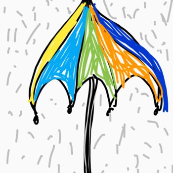 Digitale Kunst getiteld "Clown's umbrella." door Diego Calvo García, Origineel Kunstwerk, 2D Digital Work