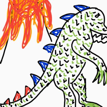 Arts numériques intitulée "Godzilla and the vo…" par Diego Calvo García, Œuvre d'art originale, Travail numérique 2D