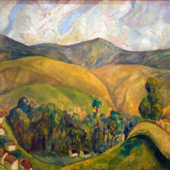 Peinture intitulée "Landscape" par Diego Rivera, Œuvre d'art originale, Huile
