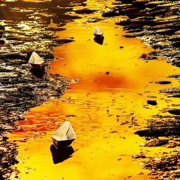 Photography titled "Golden Street of Pa…" by Diego Stamato, Original Artwork, Manipulated Photography