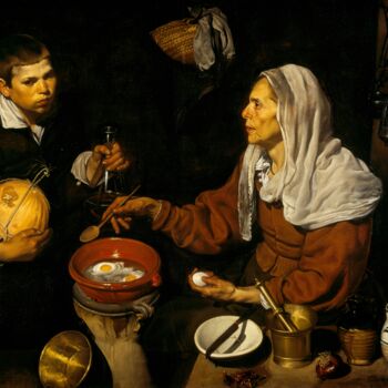 Malerei mit dem Titel "Une vieille femme c…" von Diego Velázquez, Original-Kunstwerk, Öl