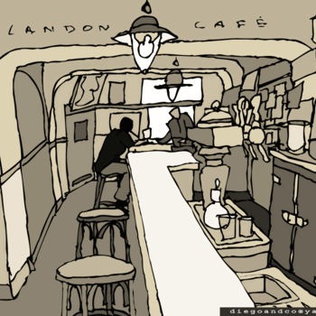 Zeichnungen mit dem Titel "Landon Café.jpeg" von Diego, Original-Kunstwerk