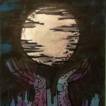 Malerei mit dem Titel "Moonlight Shadow" von Diekreativschnecke/Kreativer Engel, Original-Kunstwerk, Acryl