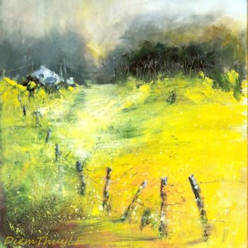 Painting titled "Champ de Colza" by Diem-Thuy Le Mai, Original Artwork, Acrylic