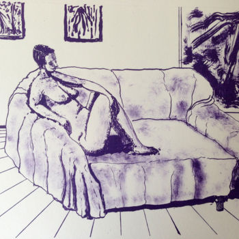 Gravures & estampes intitulée "Akt - Nude" par Dietmar Egger, Œuvre d'art originale, Lithographie