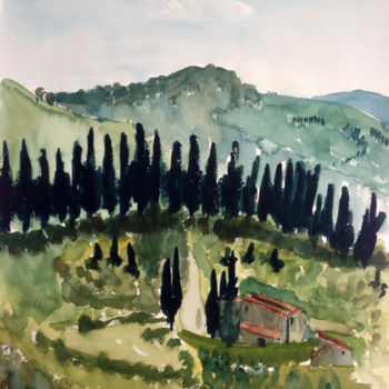 Malerei mit dem Titel "Toskana (1)  / Tusc…" von Dietmar Egger, Original-Kunstwerk, Aquarell