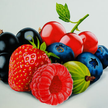 Malerei mit dem Titel "Berry Selection II" von Dietrich Moravec, Original-Kunstwerk, Öl