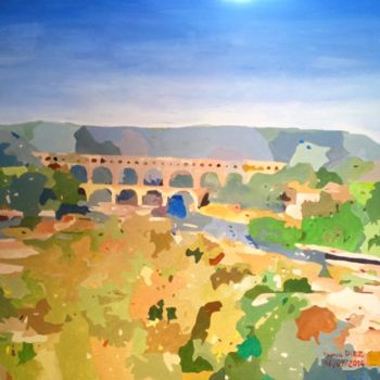 Malerei mit dem Titel "Le Pont du Gard" von Francis Diez, Original-Kunstwerk, Acryl