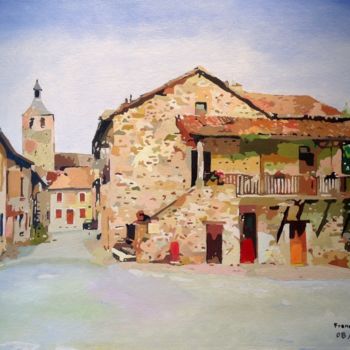 Peinture intitulée "L'entrée du bourg (…" par Francis Diez, Œuvre d'art originale, Huile