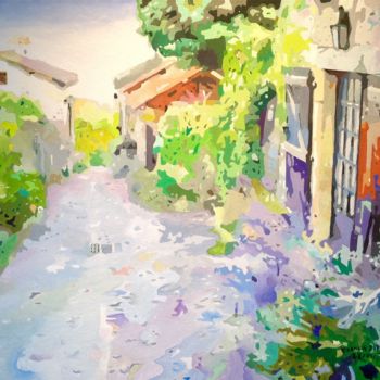 Pittura intitolato ""Une ruelle de Peyr…" da Francis Diez, Opera d'arte originale, Olio