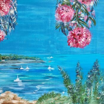 Malerei mit dem Titel "Le Lavandou Bucht" von Brigitte Kölli, Original-Kunstwerk, Acryl