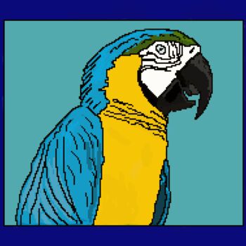 Grafika cyfrowa / sztuka generowana cyfrowo zatytułowany „Ara parrot blauw ge…” autorstwa Digitalartforyou, Oryginalna praca…