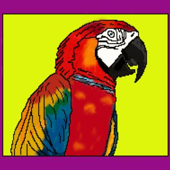 Digitale Kunst getiteld "Ara Parrot rood bla…" door Digitalartforyou, Origineel Kunstwerk, 2D Digital Work