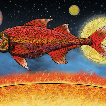 Digital Arts titled "Fish" by Ghislain Lacasse, Original Artwork, Digital Painting