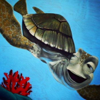 Painting titled "Tortue nemo disney" by Diips, Original Artwork, Spray paint