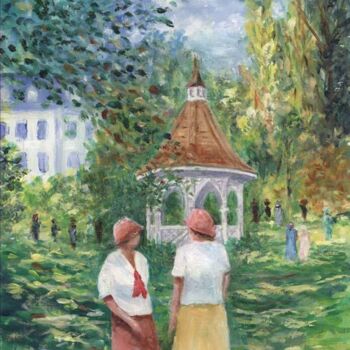 Painting titled "A Summer Visit in t…" by Diji Scales, Original Artwork, Oil