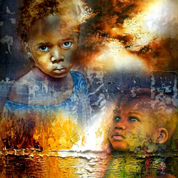 Digital Arts titled "L'espoir ici" by Dikwe Tchobwe Tupak, Original Artwork, Digital Painting