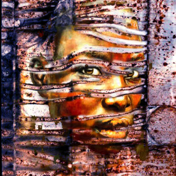 Arte digital titulada "Le regard des barre…" por Dikwe Tchobwe Tupak, Obra de arte original, Pintura Digital