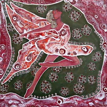 Картина под названием "Autumn Fairy 1" - Dilameart, Подлинное произведение искусства, Акрил