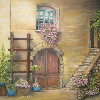 Painting titled "Ticino Courtyard" by Dilber Garzanli, Original Artwork