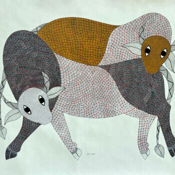 "Bull" başlıklı Tablo Dilip Shyam tarafından, Orijinal sanat, Akrilik