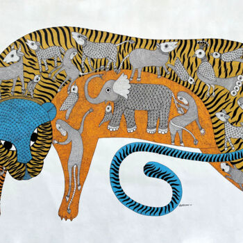 "The lion 11" başlıklı Tablo Dilip Shyam tarafından, Orijinal sanat, Akrilik