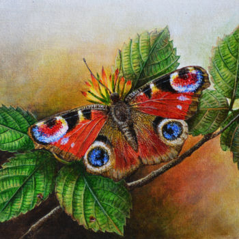 Painting titled "Eye on the Wings" by Dilrukshi Chandrika, Original Artwork, Acrylic Mounted on Wood Stretcher frame