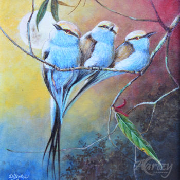 Painting titled "The Three Stooges" by Dilrukshi Chandrika, Original Artwork, Acrylic Mounted on Wood Stretcher frame