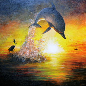 Malerei mit dem Titel "Leap to Your Destiny" von Dilrukshi Chandrika, Original-Kunstwerk, Acryl Auf Keilrahmen aus Holz mont…