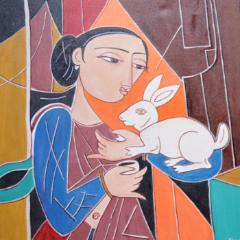 绘画 标题为“Kindness” 由Dilrukshi Chandrika, 原创艺术品, 丙烯 安装在木质担架架上