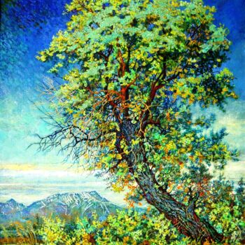 Painting titled "Tall arbre" by Dilyus Mursalimov, Original Artwork, Oil
