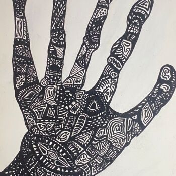 Dessin intitulée "Left hand" par Dima An, Œuvre d'art originale, Encre