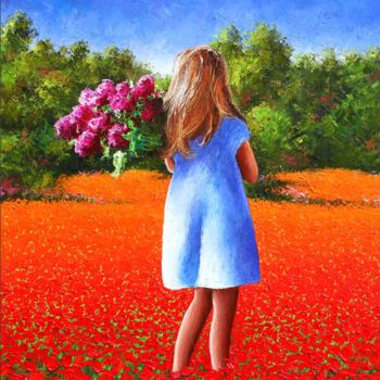Peinture intitulée "Gathering Flowers" par Dima Dmitriev, Œuvre d'art originale, Huile