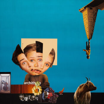 Colagens intitulada "gap child" por Dima Dobrovolskij, Obras de arte originais, Colagens Montado em Cartão