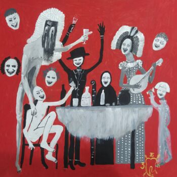 Pittura intitolato "Пир во время чумы" da Dima Zubakin, Opera d'arte originale, Acrilico