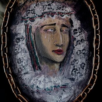 Pittura intitolato "Мадонна 2022" da Dima Zubakin, Opera d'arte originale, Acrilico