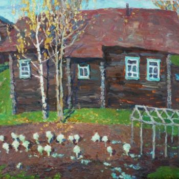 Painting titled "golden Autumn" by Dmitriy Permiakov, Original Artwork, Oil