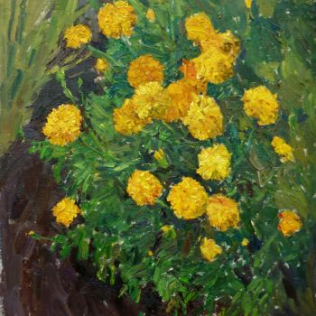 Картина под названием "sunny flowers" - Dmitriy Permiakov, Подлинное произведение искусства