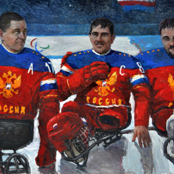 Pintura titulada "Our bogatyrs" por Dmitriy Permiakov, Obra de arte original, Oleo