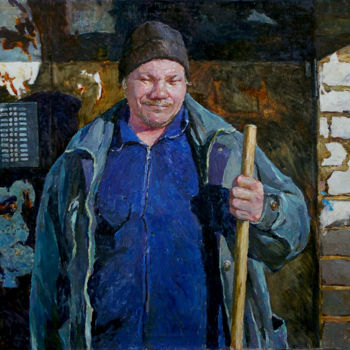 Картина под названием "Portet janitor Andr…" - Dmitriy Permiakov, Подлинное произведение искусства, Масло