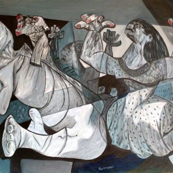 Pintura intitulada "Releitura Portinari" por Dimas Lara, Obras de arte originais, Tinta