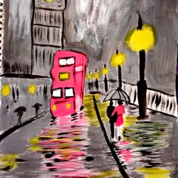 Peinture intitulée "Rainy London" par Dimitra Ger, Œuvre d'art originale, Acrylique