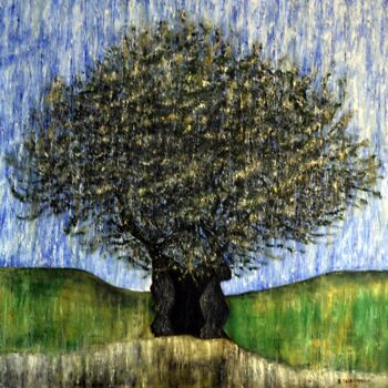 Pittura intitolato "Olive Tree 1" da Dimitra Papageorgiou, Opera d'arte originale, Olio