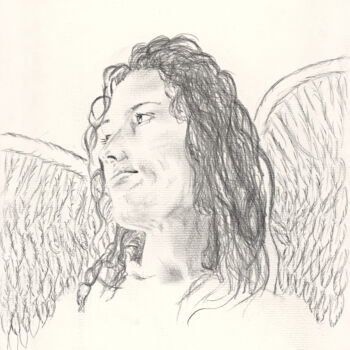 Drawing titled "Ange" by Dimitri Collard (Oceano), Original Artwork, Pencil