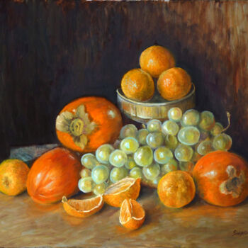 Painting titled "Nature morte aux fr…" by Dimitri Sinyavsky, Original Artwork, Oil