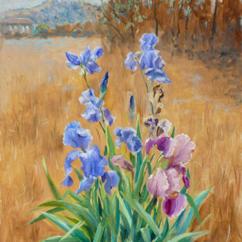 Pintura intitulada "Les iris de Guilher…" por Dimitri Sinyavsky, Obras de arte originais, Óleo