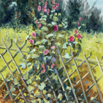 Painting titled "Rose trémière sur s…" by Dimitri Sinyavsky, Original Artwork