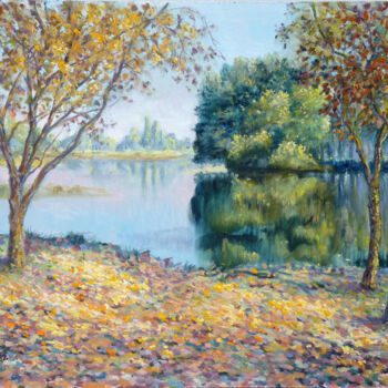 Peinture intitulée "Au parc" par Dimitri Sinyavsky, Œuvre d'art originale, Huile