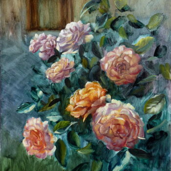 Pintura intitulada "Roses" por Dimitri Sinyavsky, Obras de arte originais, Óleo