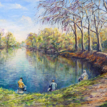 Pittura intitolato "etang-ou-est-tombe-…" da Dimitri Sinyavsky, Opera d'arte originale